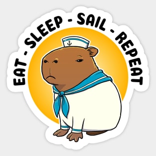 Eat sleep sail repeat Capybara Sailor Sticker